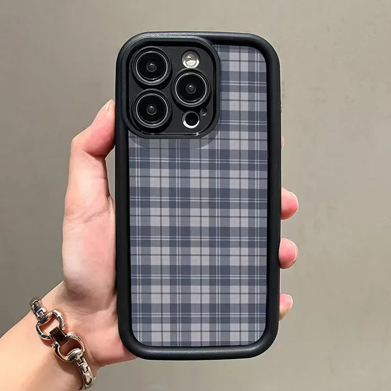 Retro Checkered Print Anti-fall Phone Case