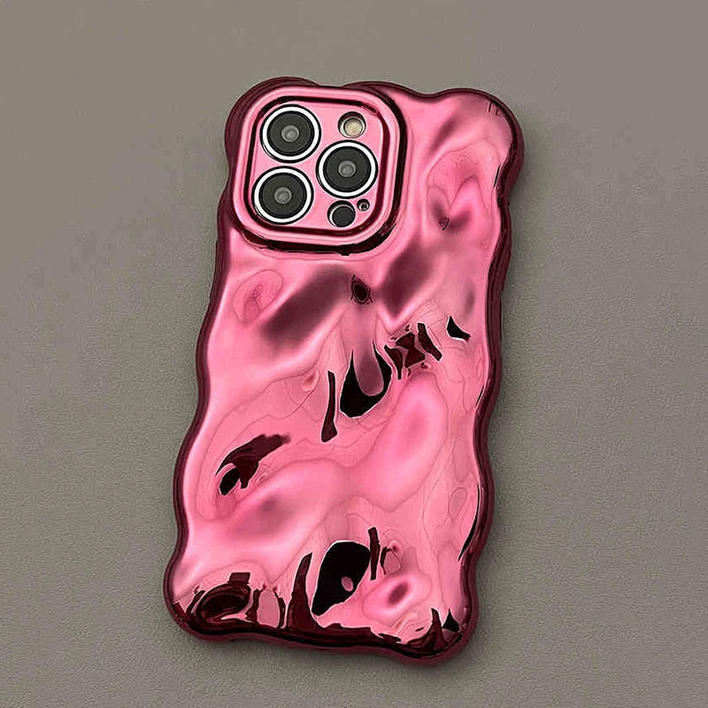 Luxury Fashion Plating Rose 3D Bubble Wave Phone Case