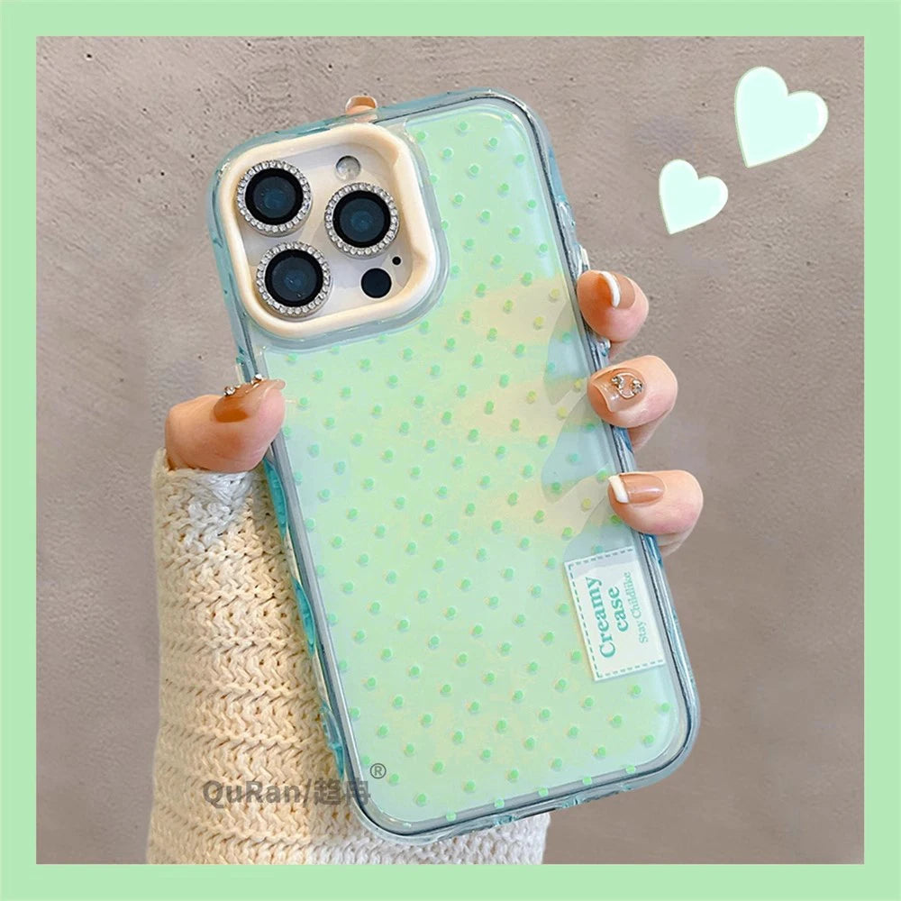 New Korean Cute Polka Dot Macron Color Phone Case