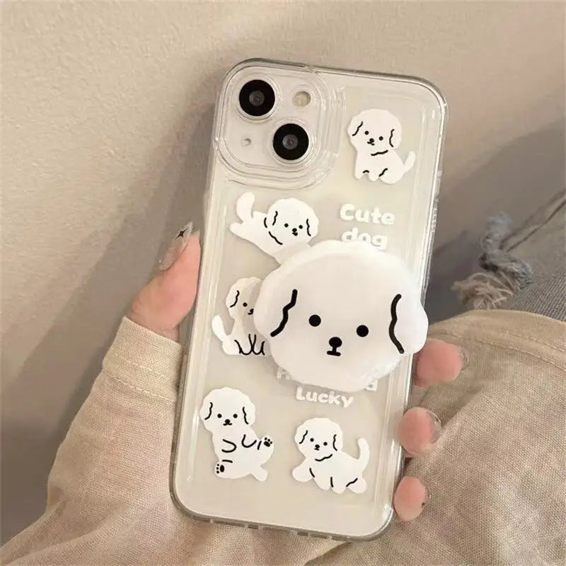 Cute Dog Grip Holder Phone Case