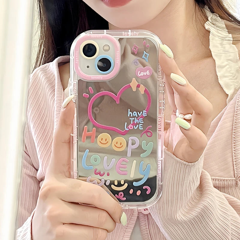 Lovely Girl Heart Mirror Phone Case
