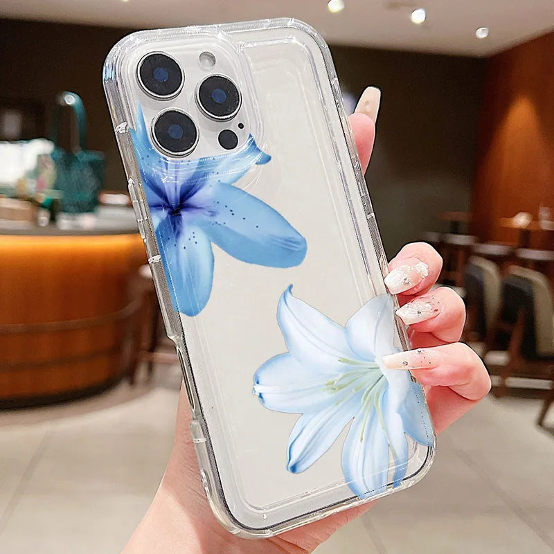 Flower Summer Blue Lily Clear Phone Case