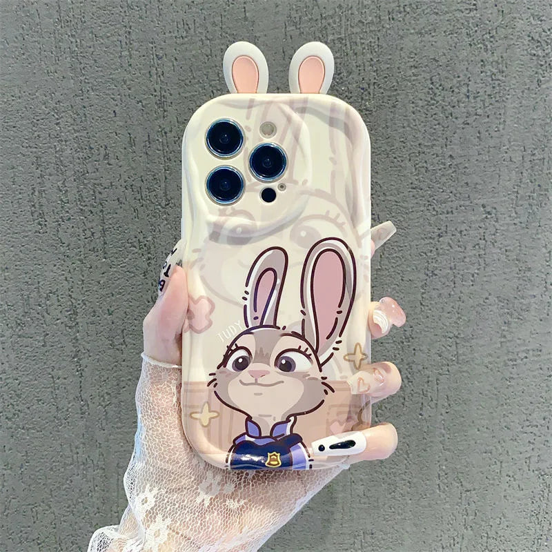 Couple Judy Rabbit Ear Cartoon Wave TPU Soft Phone Case