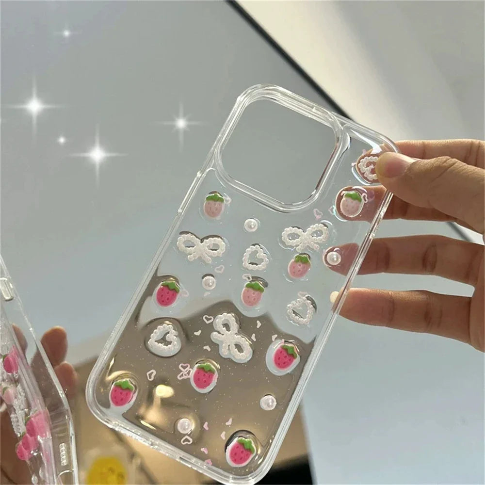 Strawberry Glitter Phone Case for iPhone