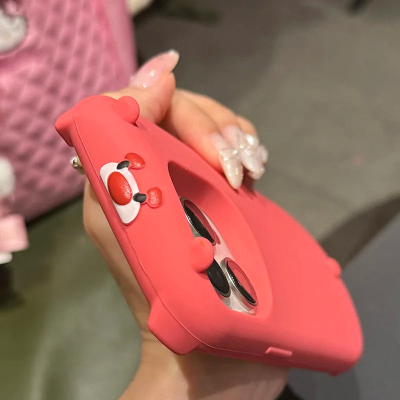 Fashion Red Cute 3D Bear Soft Silicone Phone Case