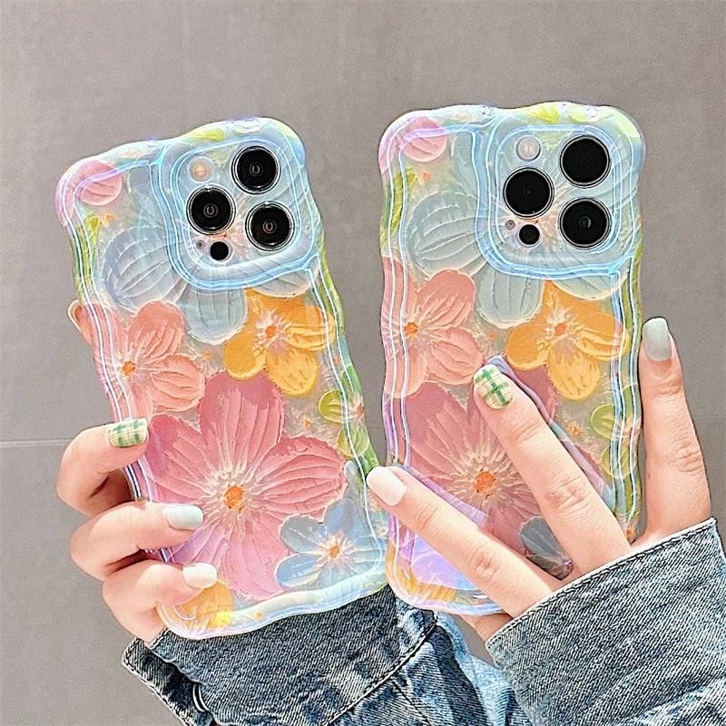 Flowers Glitter Laser iPhone Case