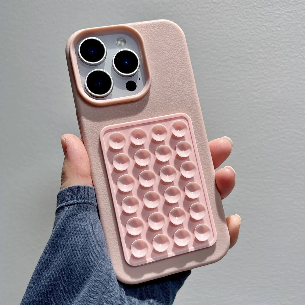 Luxury 3D Suction Cup Airbag Litchi Pattern Phone Case