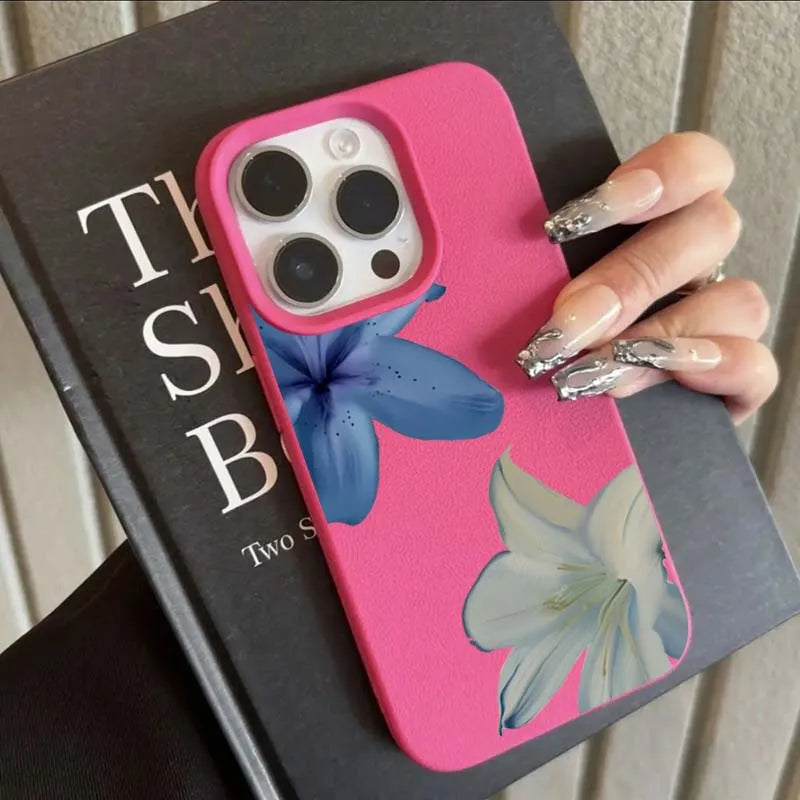 Elegant Blue Lily Lichee Pattern Phone Case