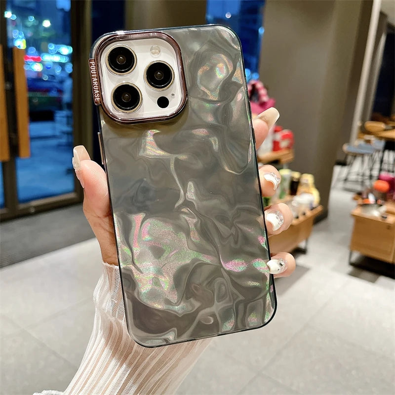 Luxury Fold Camlet Pattern Laser Phone Case