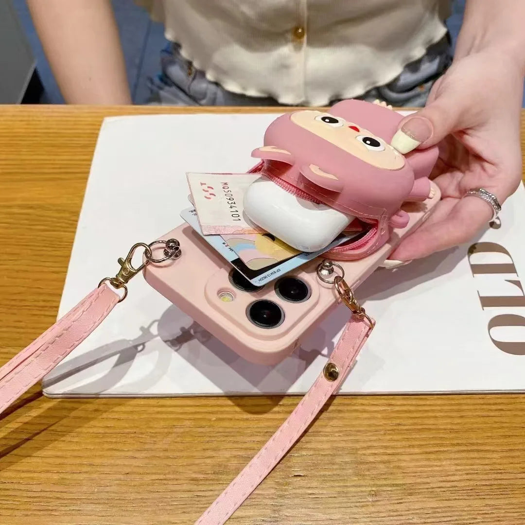 Cartoon Crossbody Wallet Phone Case
