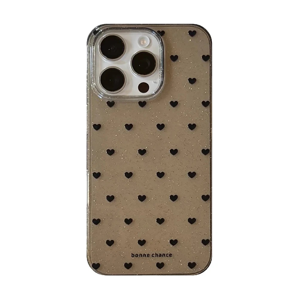 Cute Heart Lovely Polka Dot Love Glitter Phone Case
