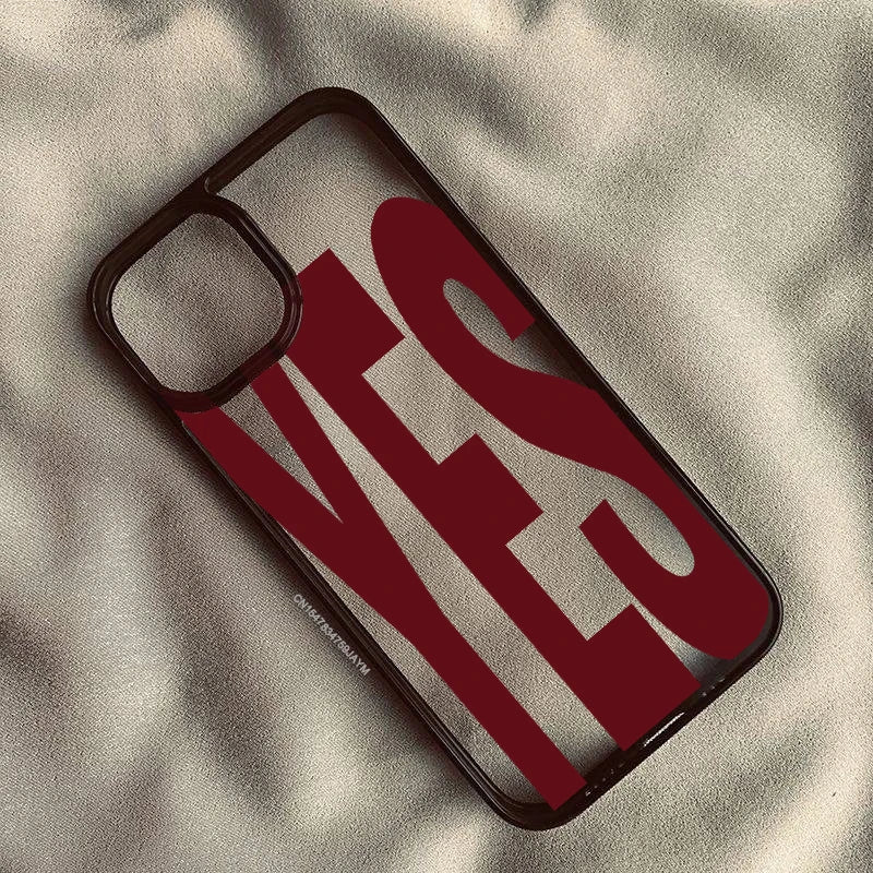 Wine Red Letter Yes No Couple Phone Case