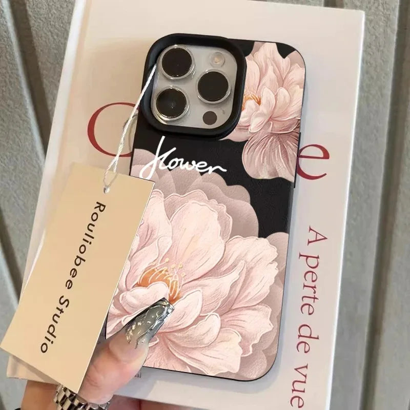 Diagonal Large Flower Lichee Pattern Silicone Phone Case