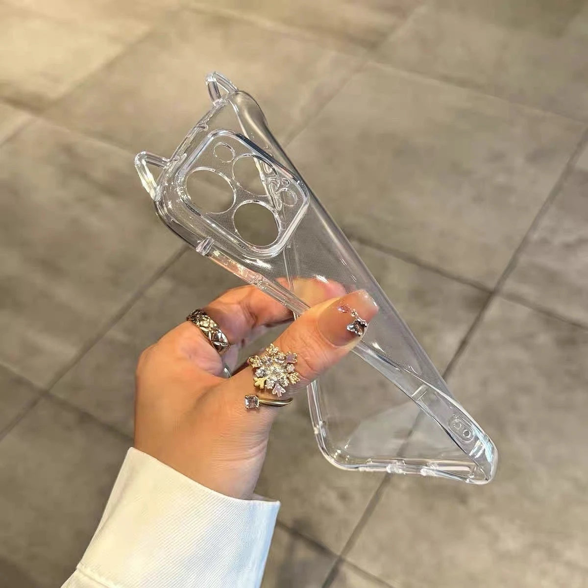 Cute Cat Ear Transparent CaseLuxury Transparent Phone Case