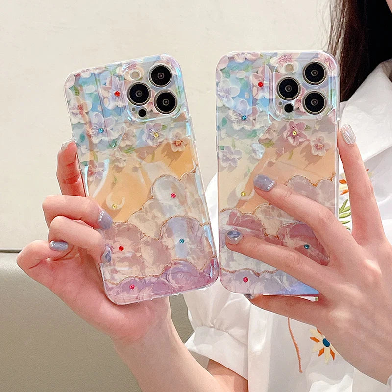 Glitter Floral Phone Case for iPhone