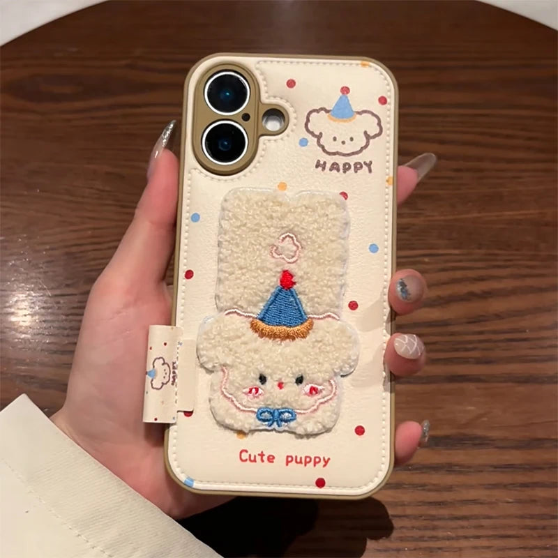 Cartoon Cute Towel Embroidered Dog Phone Case