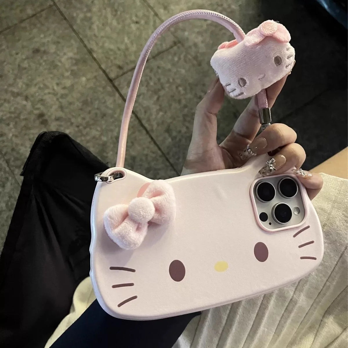 NEW Black Cool Pink Bow Handbag Phone Case