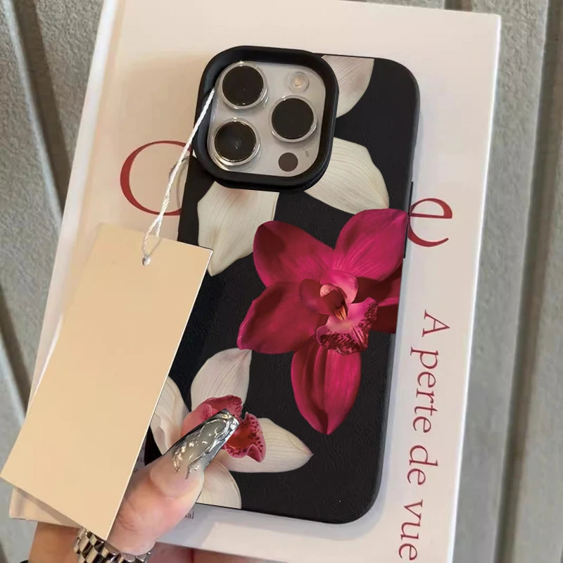 Elegant Red Orchid Flower Design Phone Case