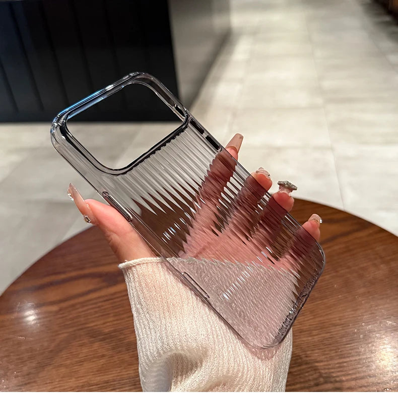 Luxury Transparent Corrugated Pattern Ultra Thin Phone Case
