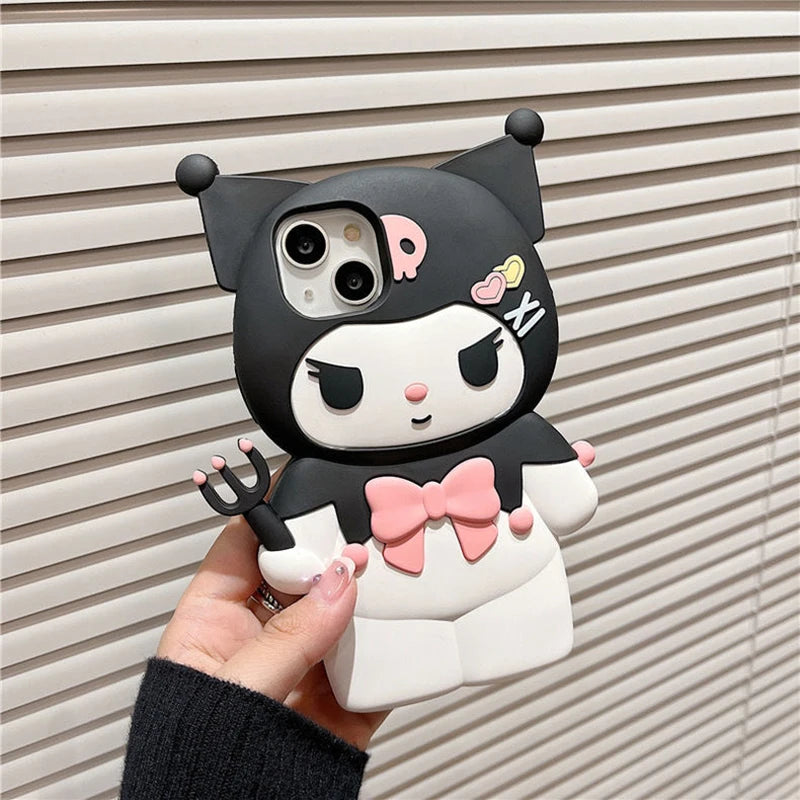 3D Kawaii Dark Kuromi Style Cartoon Silicon Soft Phone Case