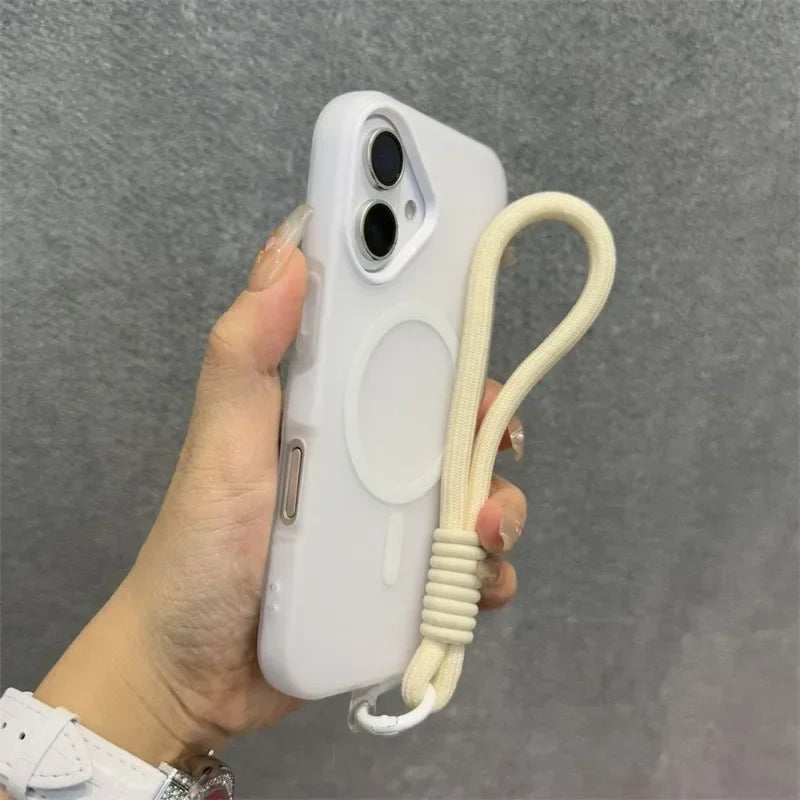 Luxury Soft With lanyard Silicone Magsafe Phone Case
