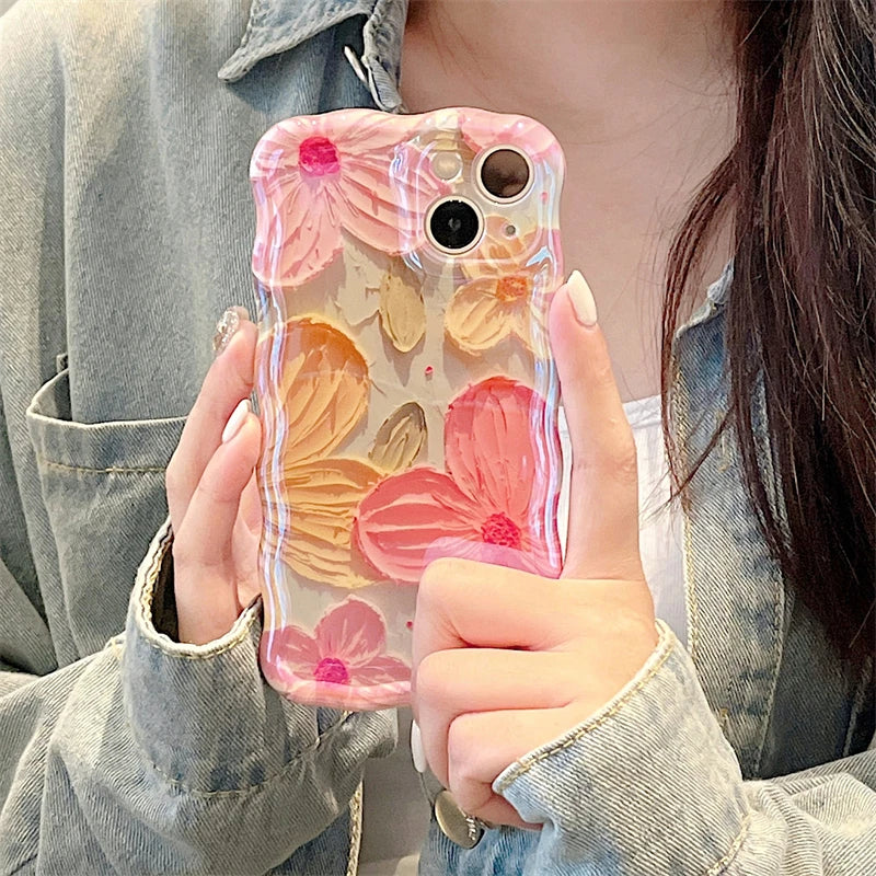 Laser Flowers Glitter Soft Silicone iPhone Case