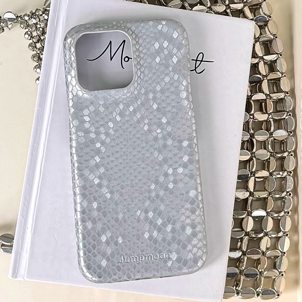 Luxury Chic Snake Skin Texture PU Leather Silicone Soft Phone Case