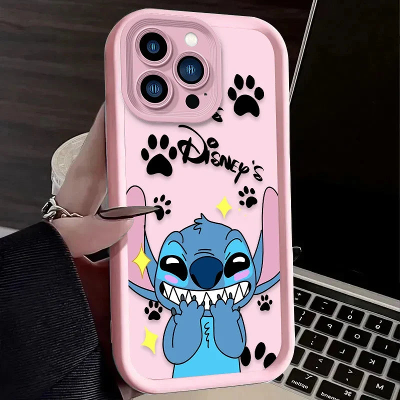 Disney Stitch Angel Silicone Phone Case for iPhone