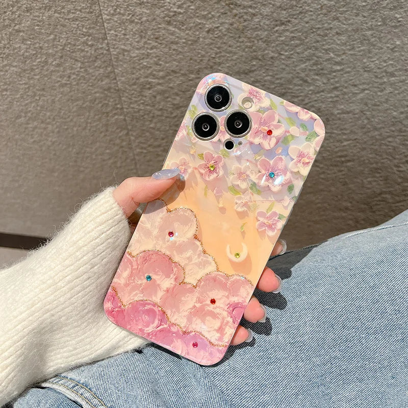 Glitter Floral Phone Case for iPhone