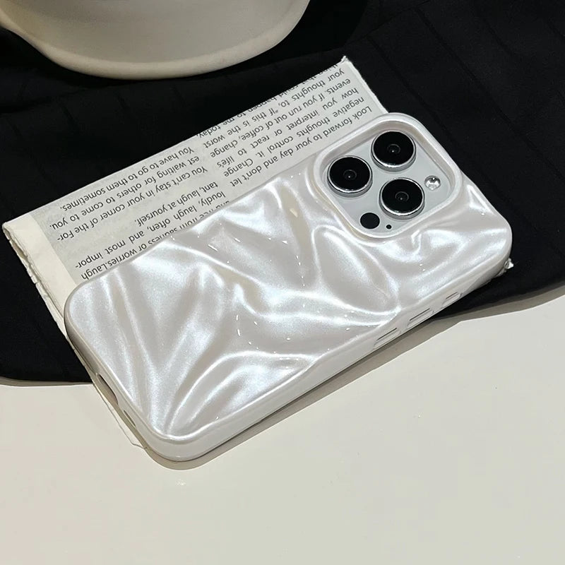 Pearl White Folds Texture Phone Case