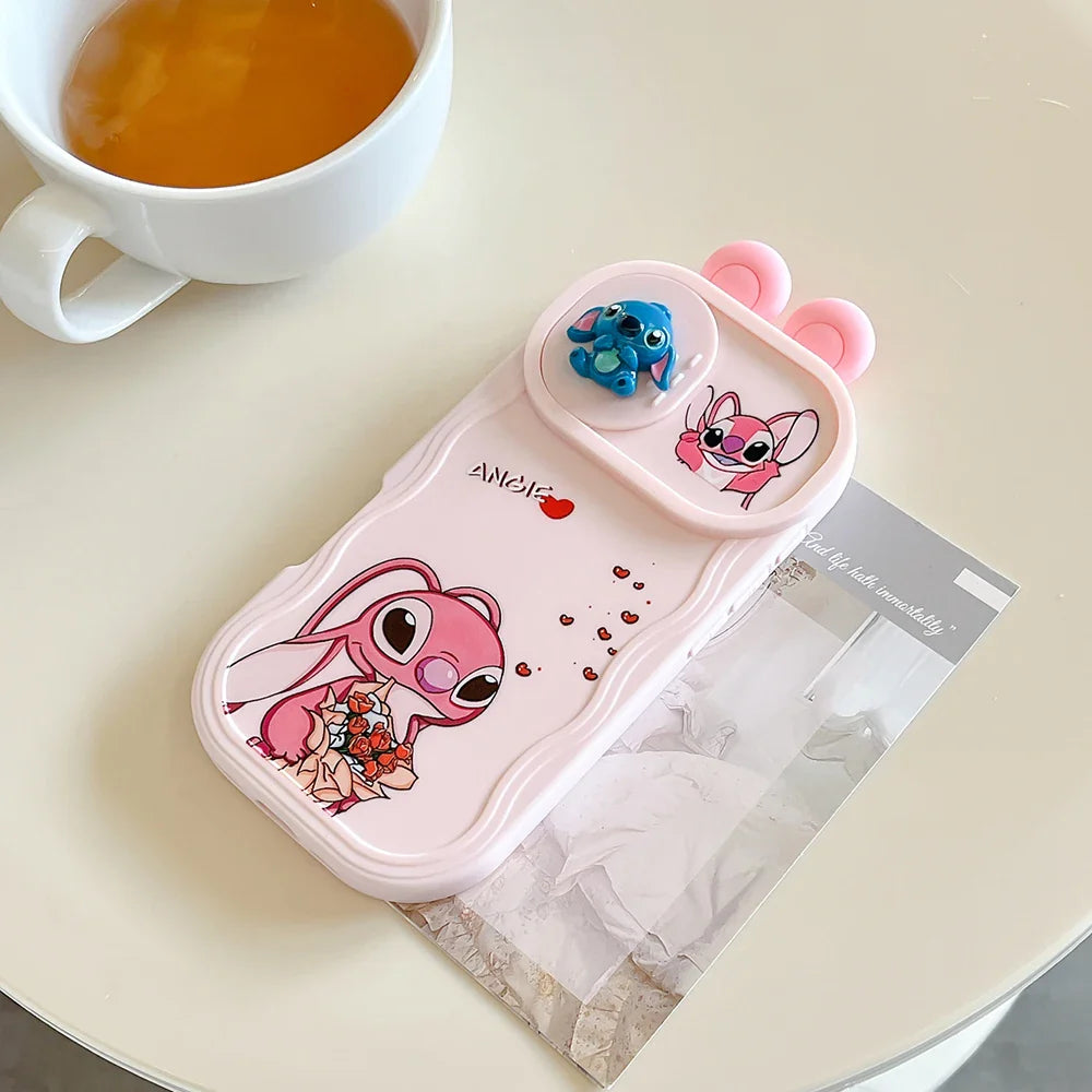 Minnie Mickey Angel Stitch Ears Sliding Camera Phone Case