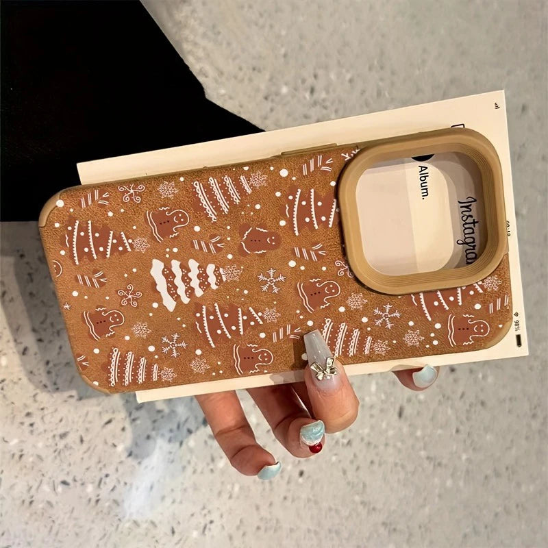 Snowflake Christmas Tree Faux Leather Phone Case