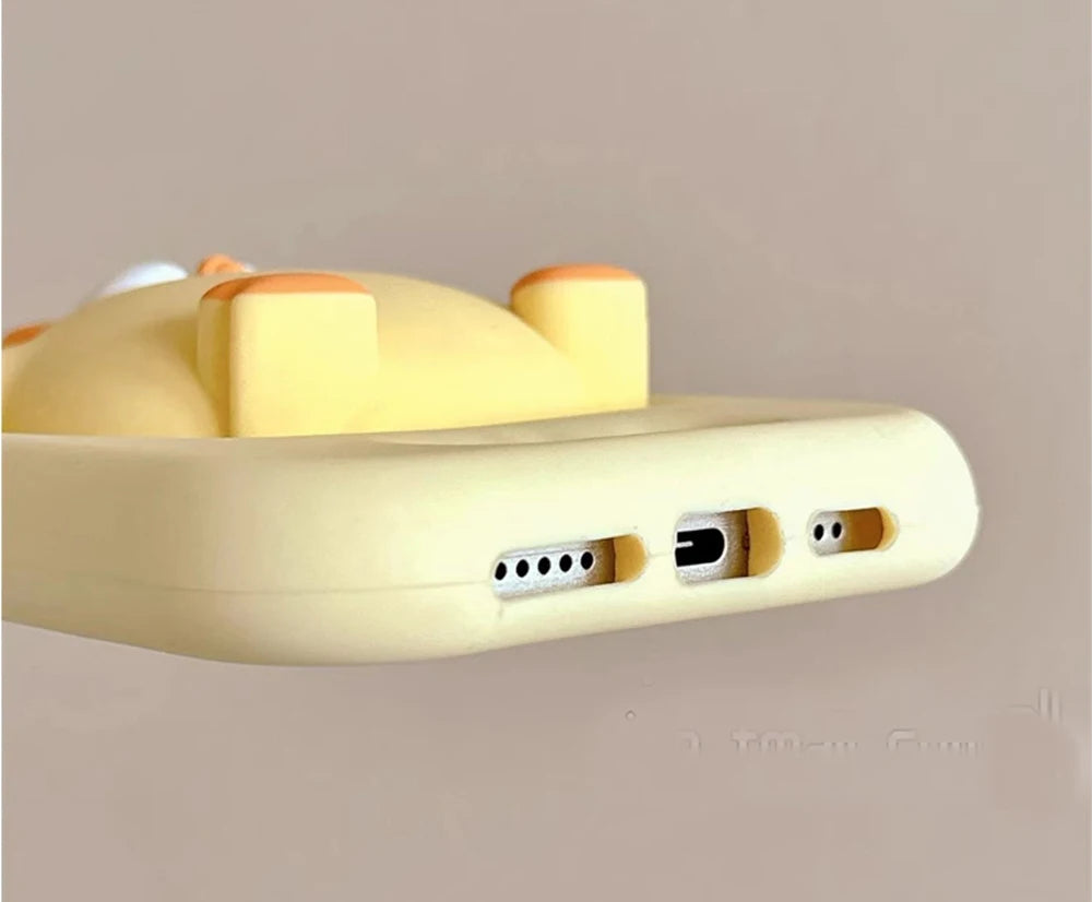 3D Funny Cute Yellow Chick Cartoon Silicone Phone Case