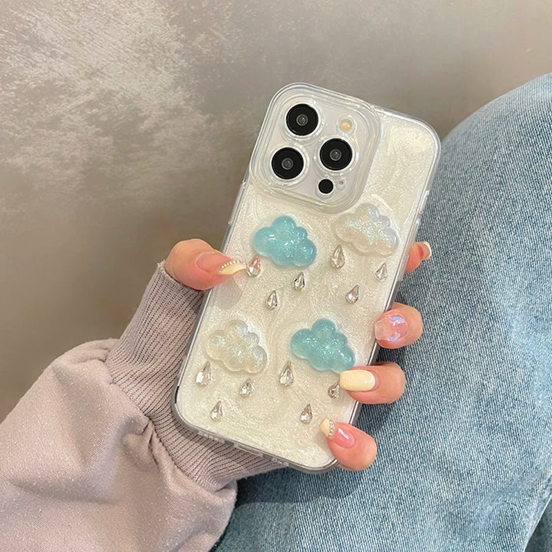 3D Clouds Raindrops Phone Case