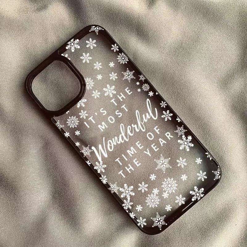 Snowflake English Pattern Clear Phone Case