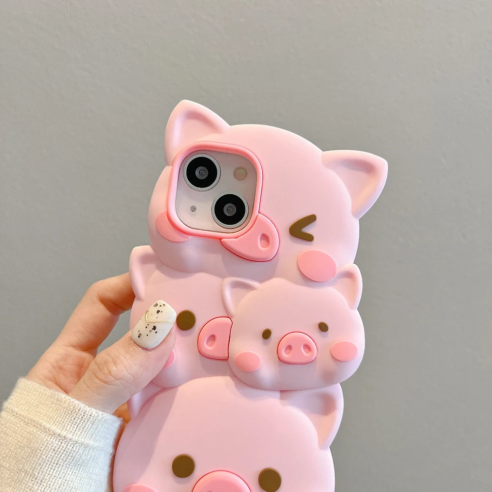 Cute 3D Pig Soft Silicone Phone Case