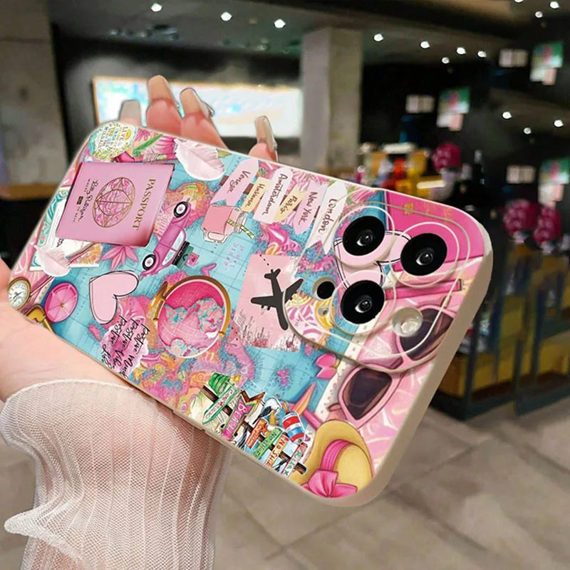 Travel Plane Printed Matte Anti-Drop Phone Case