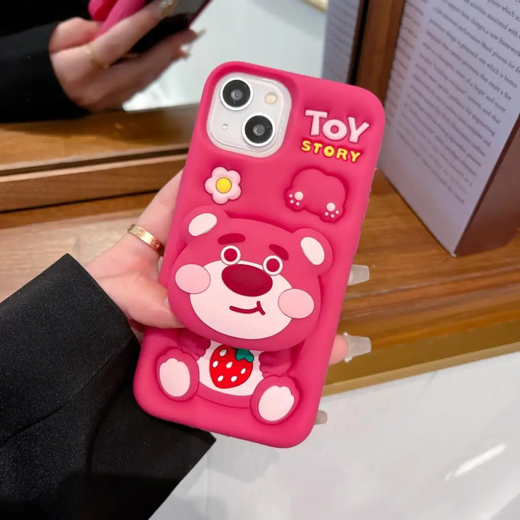 Stitch Kitty Face Grip Tok Holder Cartoon Silicon Soft Phone Case