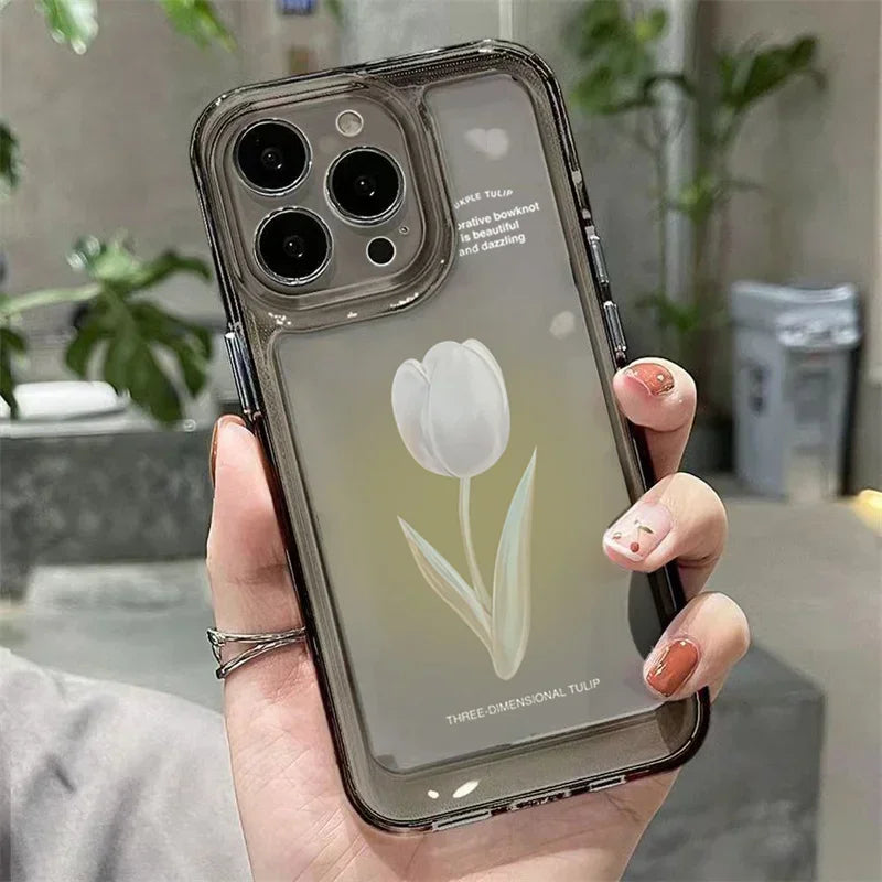 Tulip Phone Case Shockproof Transparent Cover Silicone Fundas