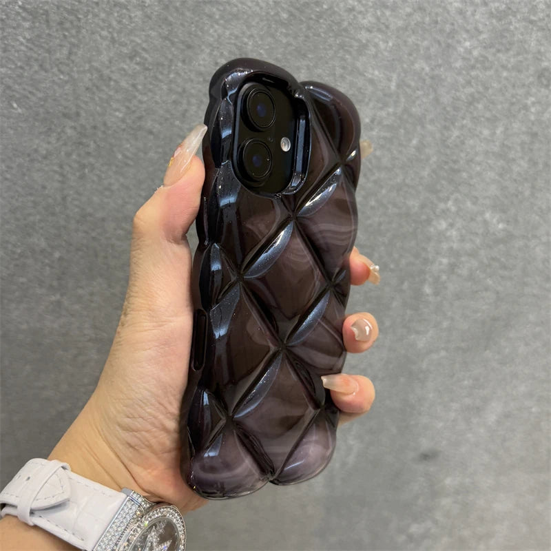 Fashion Gradient Glitter Cubes Grid Pattern Phone Case