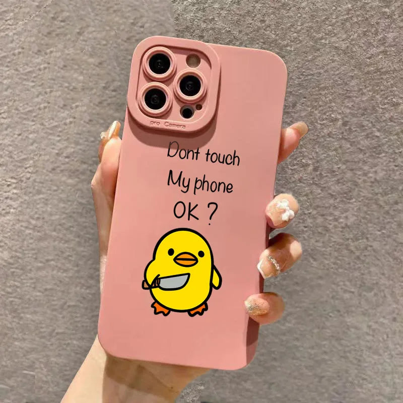 Cute Minimalist Cartoon Duck Silicone Phone Case