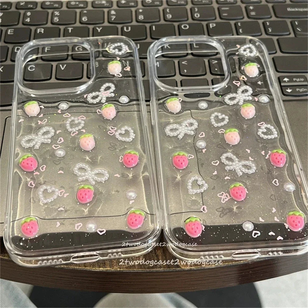 Strawberry Glitter Phone Case for iPhone