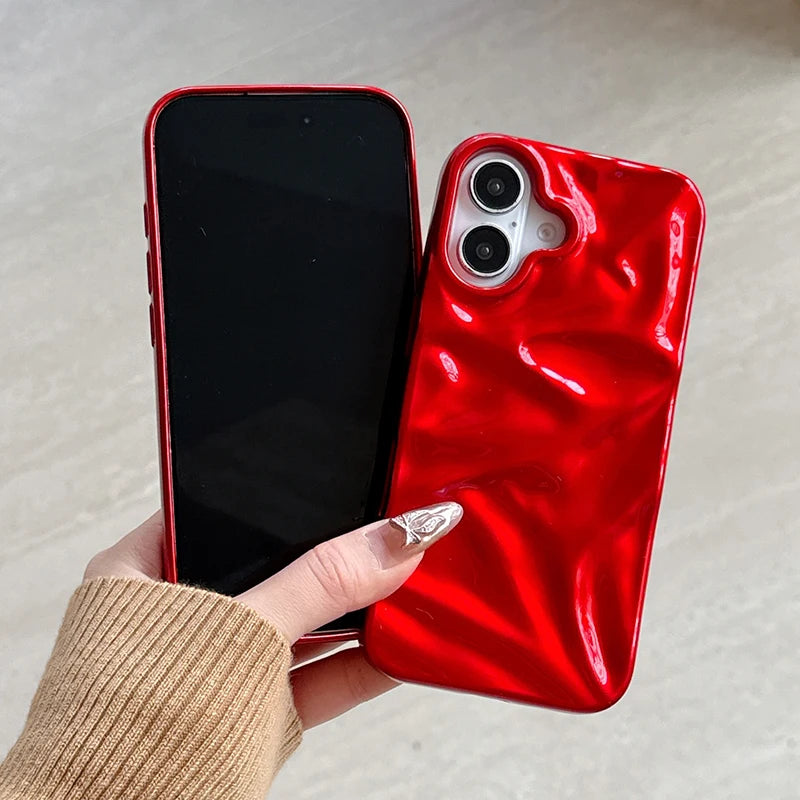 Red Glossy Irregular Wrinkle Phone Case