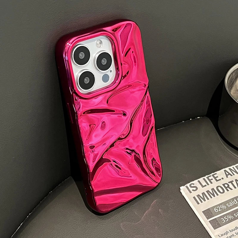 Plating Red Water Ripple Wrinkle Texture Phone Case