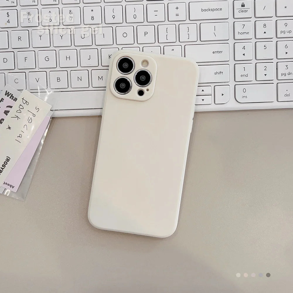 Soft Solid Color Silicone Matte Phone Case
