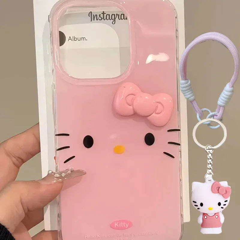 Big Face Hello Kitty Pink Bow Strap Phone Case