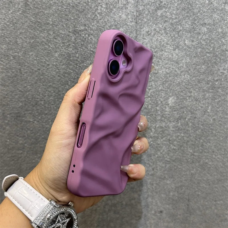 uxury Wrinkle Matte Wrist Strap Phone Case for iPhone