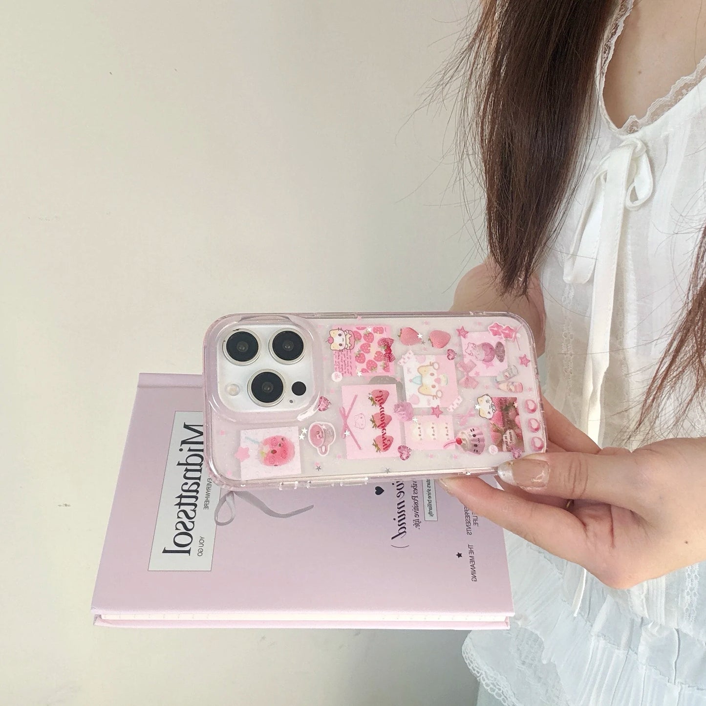 Lovely Cotton Candy Cat Cartoon Glitter Phone Case