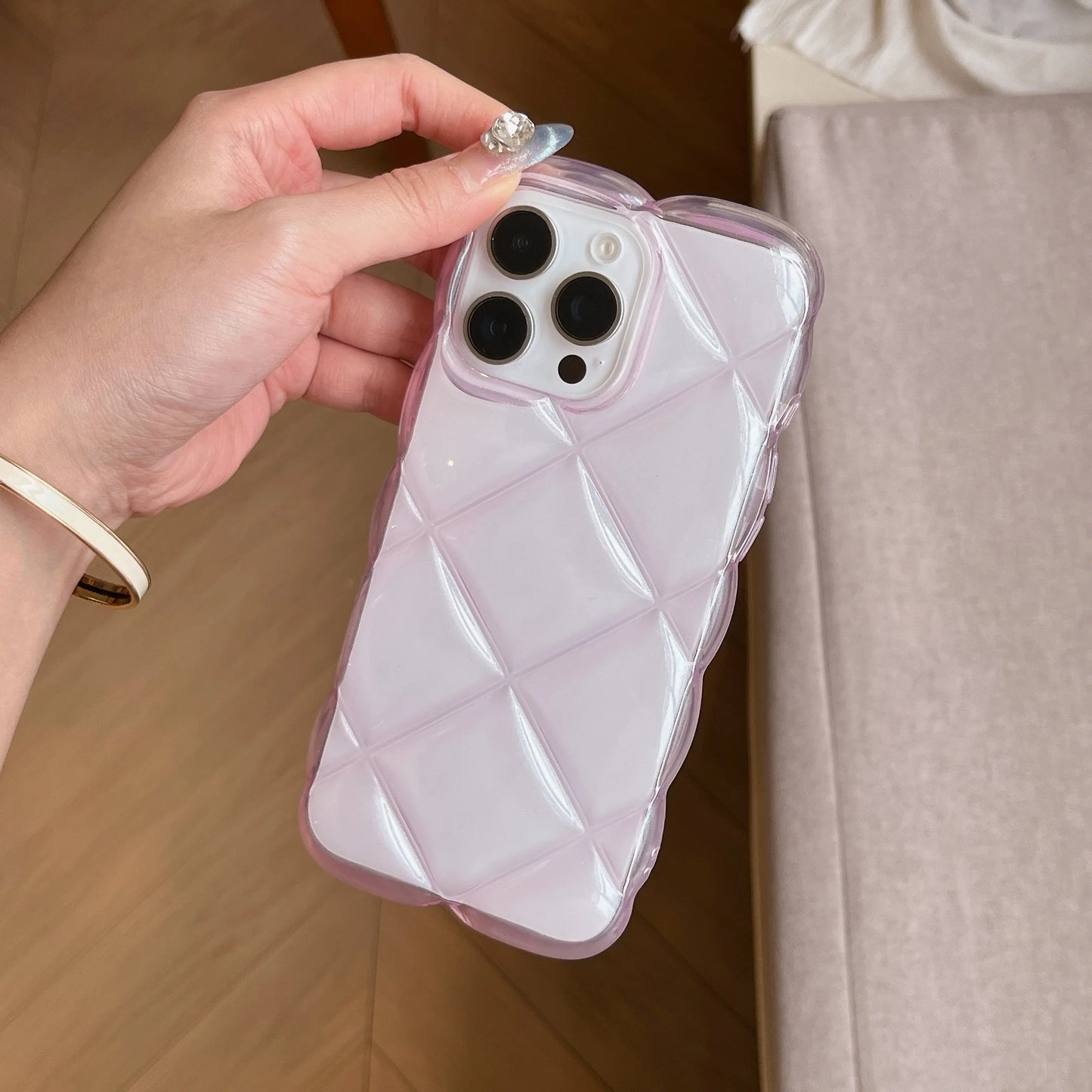 3D Diamond Pattern Rhombus Epoxy Resin Candy Phone Case