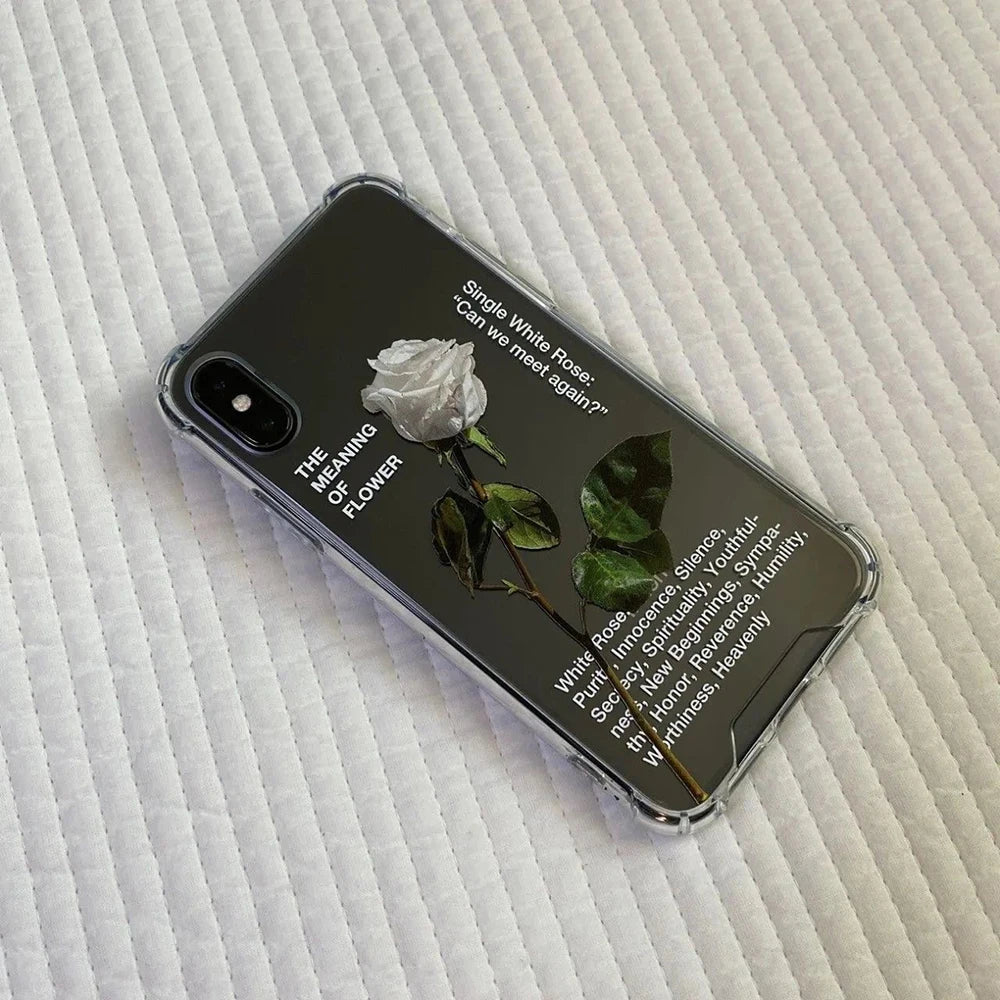 Graceful White Rose Transparent Soft TPU Phone Case